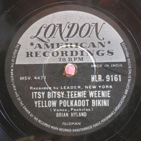 Brian Hyland - 78 RPM / Itsy Bitsy Teenie Weenie Yellow Polkadot Bikini & Don`t Sally Dally, Sally (1960) / E+